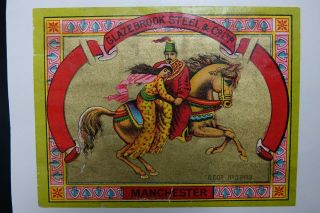 Very Old Indian Advertising Label - Glazebrook Steel Co Manchester