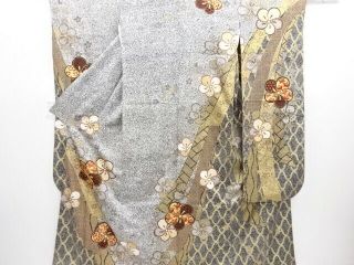 4016635: Japanese Kimono Vintage Furisode / Embroidery / Kinsai Yuzen / Mesh Pat