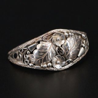 Vtg Sterling Silver - Navajo Rbp Flower Feather Hair Jewelry Barrette - 20g