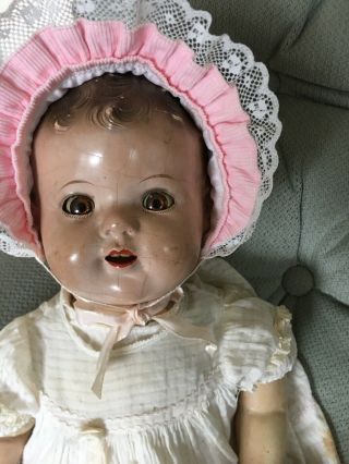 Ideal 21” Composition Baby Doll 1930s Flirty Eyed Mama Crier Vintage