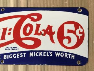 Vintage Pepsi - Cola 5c Porcelain Enamel Sign 30 