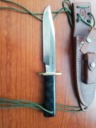 Vintage Randall Knife Model 14 " Attack " 71/2 " Black Micarta Handle W/sheath