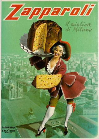 Zapparoli Cake By Gino Boccasile Rare Image On Linen Vintage Italian Poster
