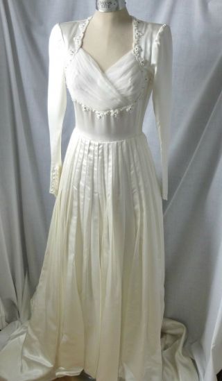 Vintage,  C1940,  Emma Domb,  Silk Satin Wedding Dress,  12
