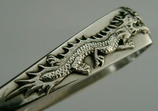 Rare Heavy Chinese Export Silver Dragon Sugar Tongs Antique C1900 37g