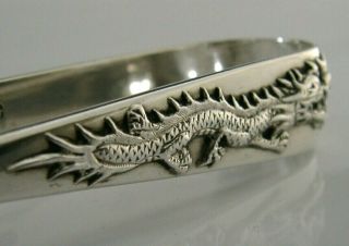 RARE HEAVY CHINESE EXPORT SILVER DRAGON SUGAR TONGS ANTIQUE c1900 37g 4