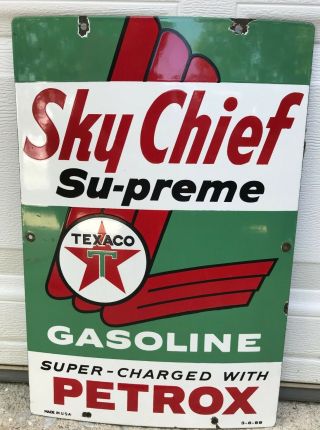 Vintage Texaco Sky Chief Su - Premegas Pump Sign 1959