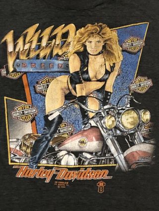 VTG 1988 Harley Davidson Wild Breed 3D Emblem Soft - thin Tee - L 7