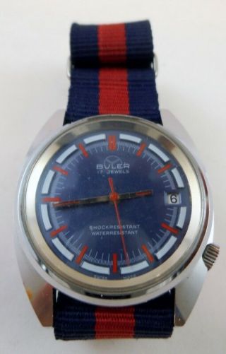 Vintage Swiss Buler 17j Mechanical Watch Nato Strap Runs