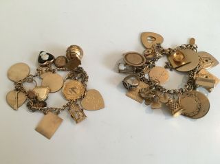 2 Vintage 1 - 20 - 12k Gf Gold Filled Charm Bracelet 106.  9 Grams