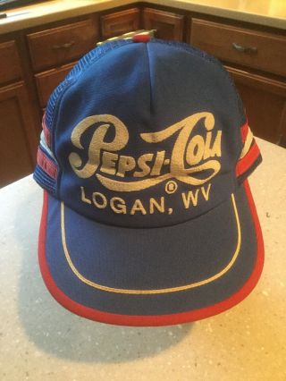 Vintage 1970/80’s Pepsi Cola,  Logan West Virginia Snapback Trucker 