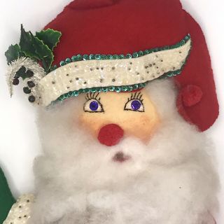 Vtg Christmas 1960s Stuffed Santa Claus 26” Doll Handmade Bling Sequins Retro 9a