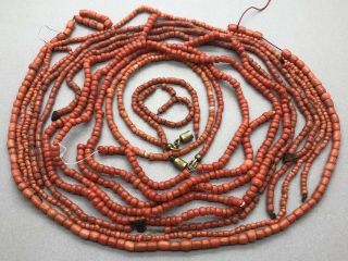 Fine Selection Of Antique Natural Ox Blood Coral Necklaces - 77.  1g 天然珊瑚项链