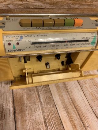 VINTAGE 1980 ' S YELLOW SHARP QT - 50 (Y) AM/FM STEREO RADIO CASSETTE PLAYER BOOMBOX 8