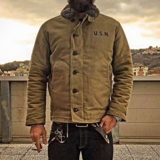 2019 Non Stock Khaki N - 1 Deck Jacket Vintage Usn Military Uniform For Men N1