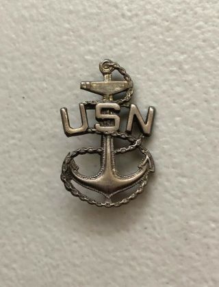 Vintage Sterling Silver Wwii United States Navy Anchor Pin