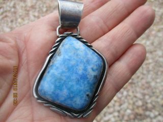 Vintage Navajo Sterling Silver Large Turquoise Pendant Signed Vy Yazzie? 40 Grm