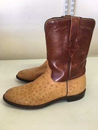 Vtg Lucchese Exotic Ostrich Leather Western Cowboy Boots Rockabilly Men’s 11 D