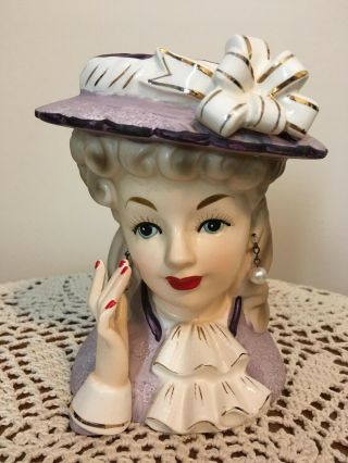 Lady Head Vase Headvase Relpo 5 3/4  K1333 Vintage Htf