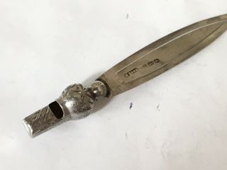 A Rare Victorian Solid Silver Combination Whistle And Book Mark,  1887
