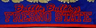 Vintage Battlin Bulldogs Fresno State Navy Red Felt Banner Football Team NCAA 2