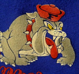 Vintage Battlin Bulldogs Fresno State Navy Red Felt Banner Football Team NCAA 3