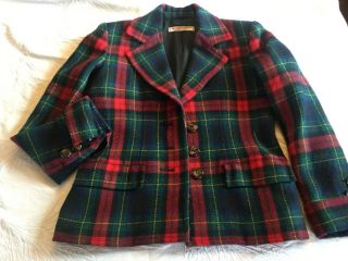 Vintage Saint Laurent Rive Gauche Plaid Wool Jacket Size 36 1980’s Paris France