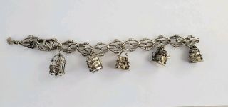 Italian Style Vintage 800 Silver & Charm Bracelet w/ 5 Charms 39 grams 2