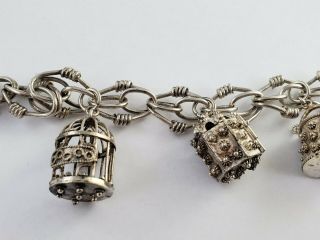 Italian Style Vintage 800 Silver & Charm Bracelet w/ 5 Charms 39 grams 3