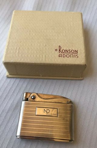 Vintage 1950s Ronson Sterling Silver Adonis Lighter With Papers & Box
