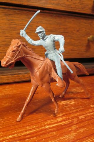 Vintage Marx Union Civil War Cavalry Man On Correct Horse.  A Single