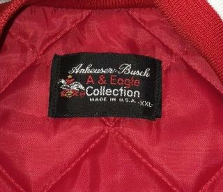 Vintage Budweiser Satin Bomber Jacket Size XXL Mens Red Spell Out 80s Mens Beer 3