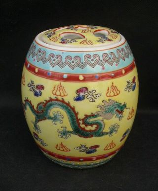Chinese ceramic incense burner yellow ground green Chinese dragon ginger jar? 3