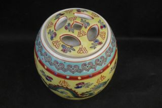 Chinese ceramic incense burner yellow ground green Chinese dragon ginger jar? 4