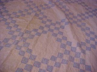 VINTAGE 1930s Quilt,  IRISH CHAIN PATTERN in BLUE w/ TINY FLOWERS, 2