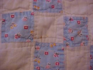 VINTAGE 1930s Quilt,  IRISH CHAIN PATTERN in BLUE w/ TINY FLOWERS, 4