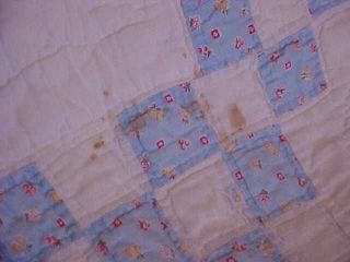 VINTAGE 1930s Quilt,  IRISH CHAIN PATTERN in BLUE w/ TINY FLOWERS, 5