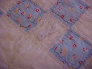 VINTAGE 1930s Quilt,  IRISH CHAIN PATTERN in BLUE w/ TINY FLOWERS, 7