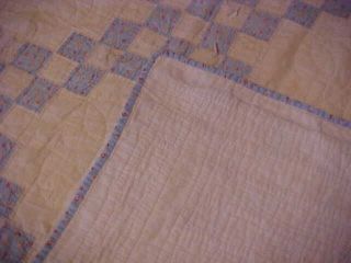VINTAGE 1930s Quilt,  IRISH CHAIN PATTERN in BLUE w/ TINY FLOWERS, 8