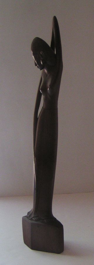 Vintage Exotic Erotic Balinese Wooden Female Form Sculpture,  16 " Tall