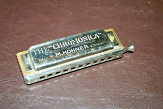 Vintage German 5 " Long M.  Hohner " Chromonica " Harmonia - Gesetz Gesch - Key Of G