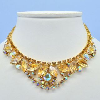 Vintage Necklace Juliana 1960s Aurora Borealis & Givre Glass Goldtone Jewellery