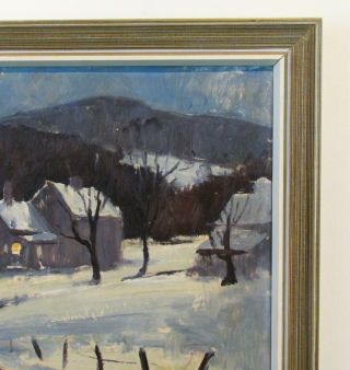Vintage Oil Painting Impressionistic American Night Winter Scene H.  R.  Ballinger 6