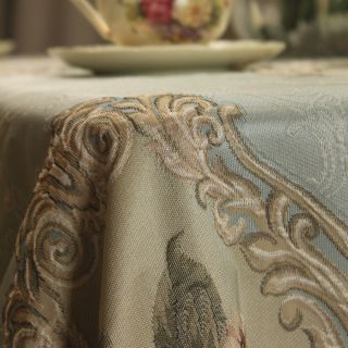 CURCYA Vintage Tablecloth Jacquard Blue Luxury Table Cloth Cover Formal Decor 7