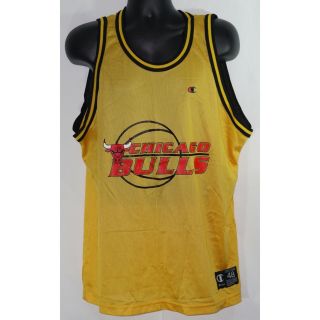 Champion Chicago Bulls Yellow Basketball Jersey Size 48/xl Vintage 90’s