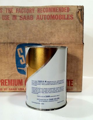 Vintage 1960s Saab Automobile Case Of 6 NOS Oil Old Tin Metal Can Sign RARE 4
