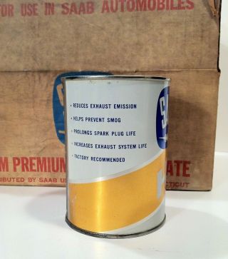 Vintage 1960s Saab Automobile Case Of 6 NOS Oil Old Tin Metal Can Sign RARE 7