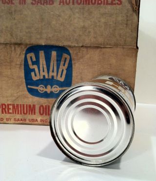 Vintage 1960s Saab Automobile Case Of 6 NOS Oil Old Tin Metal Can Sign RARE 8