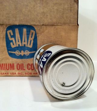 Vintage 1960s Saab Automobile Case Of 6 NOS Oil Old Tin Metal Can Sign RARE 9