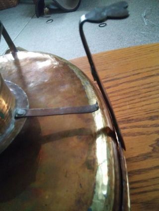 043 Large Vintage Oval Hammered Copper Chaffing Pot With Lid Handles 14 Inches 4